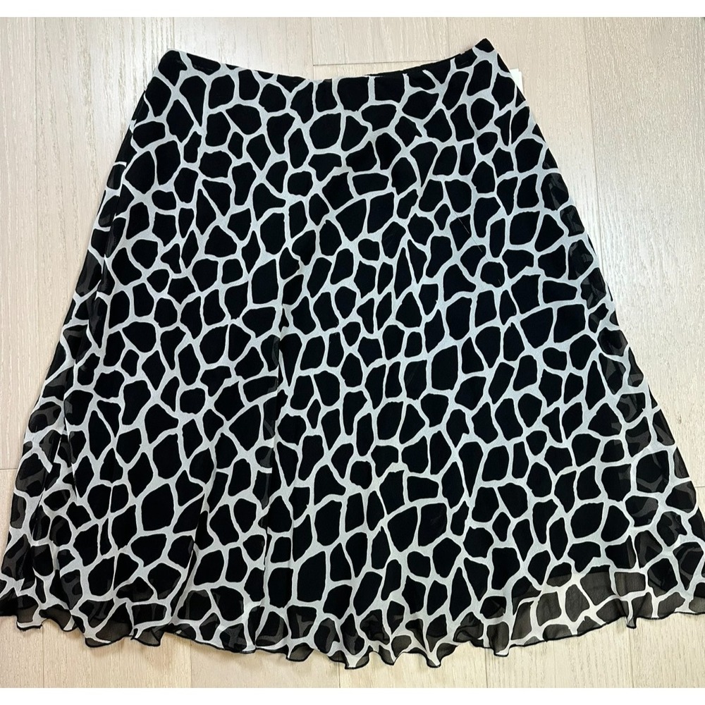 Silk Midi Skirt Neutral Giraffe Print Y2K B&W Classic Bloomingdale's NWT 8
